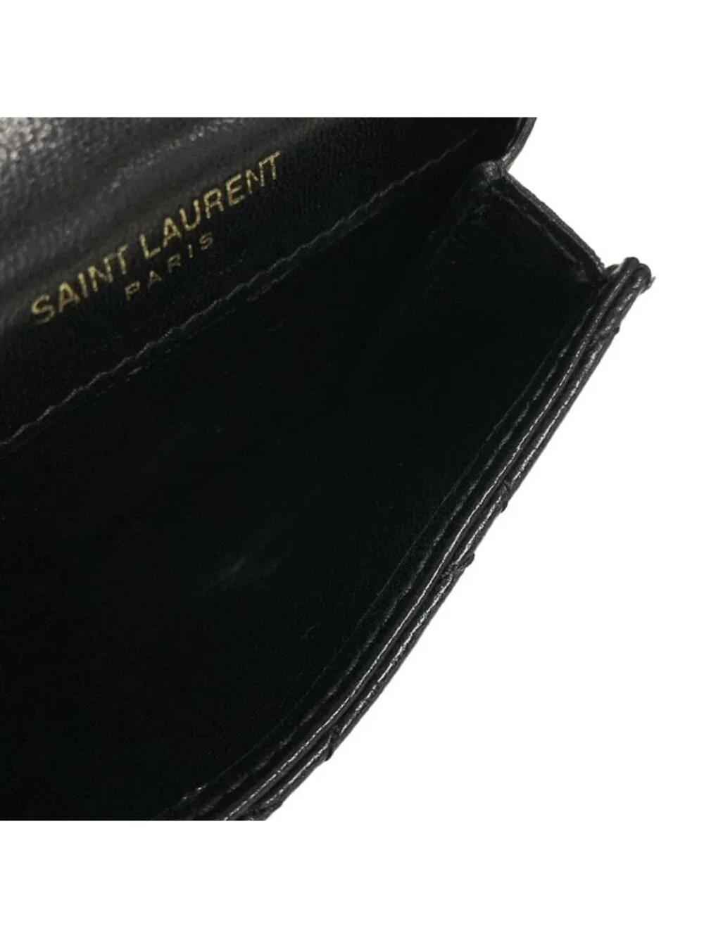 Saint Laurent Paris Coin Case Black Quilted Card with Leather - Picture 3 of 11